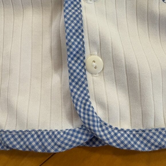 Vintage Baby Boy Cardigan Sweater 6 Months Cottagecore white blue gingham teddy - Picture 6 of 8